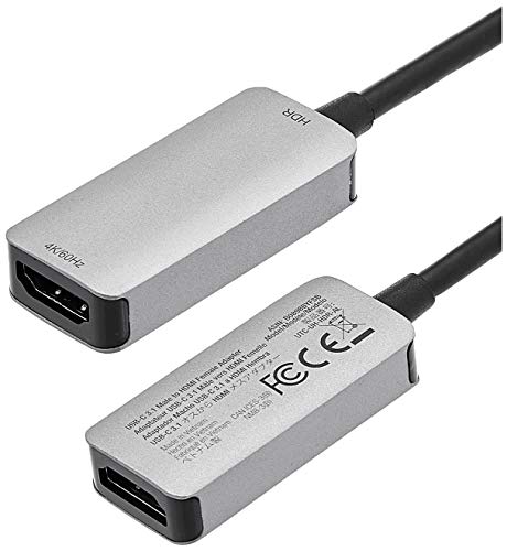 Amazon Basics USB-C 3.1 Male to HDMI Female Adapter for Phone and Tablet, 4K@60Hz, Portable, Plug and Play, Gray, 1.69 x 1.45 x 0.43 inches