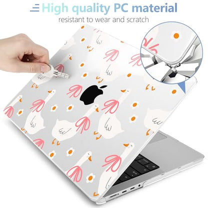 MEEgoodo Compatible with MacBook Pro 14 inch Case (M5/M4/M3/M2/M1) Pro/Max 2026 2025 2024 2023 2021, Case Fit Model A3427/A3426/A3434/A3112/A3401/A3185/A2918/A2992/A2779/A2442, Goose Farm & Bows - color: Goose Farm & Bows