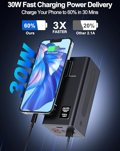 70000mAh Fast Charging Portable Charger Power Bank for iPhone | 30W Fast Charging, High Capacity, 5 Outputs & 2 Inputs, Digital Display, Over Charging Protection, Compatible with iPad Phone - size: 70000mAh