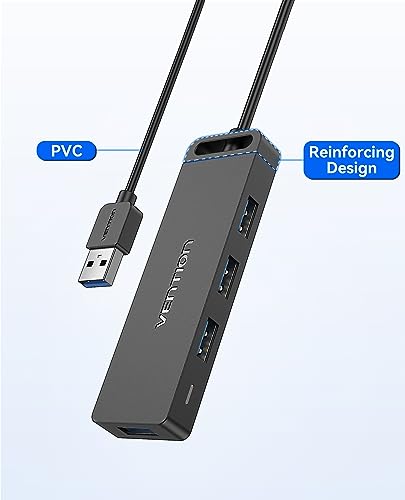 USB Hub VENTION 4-Port USB 3.0 Hub 1.5FT Ultra-Slim Data USB Splitter Charging Supported Compatible with MacBook, Laptop, Surface Pro, PS4, PC, Flash Drive, Mobile HDD - size: 1.5FT, style: USB 3.0 5Gbps