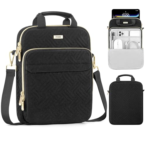 MoKo 9-11 Inch 360° Protection Puffy Tablet Sleeve Shoulder Bag with Handle | Fits iPad Air 11-inch M4, iPadPro 11-inch M5, iPad 10th/Air 5/4th 10.9 and iPad 7/8/9th 10.2, Black - color: Black, size: 9-11 Inch