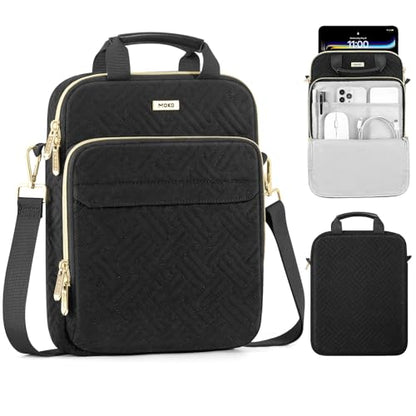 MoKo 13 Inch 360 Protection Puffy Tablet Sleeve Shoulder Bag with Handle | Fits iPad Air 13-inch M4, iPad Pro 13-inch M5, iPad Pro 12.9-inch M2/M1 and Galaxy Tab S8/S9 Plus 12.4-inch, Black - color: Black, size: 12.9 Inch