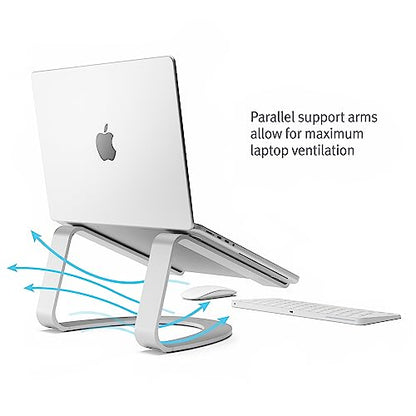 Twelve South Curve SE, Ergonomic Aluminum Laptop and MacBook Stand, Silver | Designed with Anti-Slip Silicone to Prevent Scratching, Compatible with 11" to 17” laptops, Desktop Setup for Video Calls