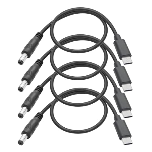 4Pcs DC 5.5mm x 2.1mm to USB C Power Cable 1FT, DC 5521 Male to USB Type C Male Plug 5V 3A Power Charging Extension Cord, for LED Desk Lamp, Small Fan Etc Other USB Type C Equipment - style: DC 5521 Male to USB Type C Mael - 4Pcs
