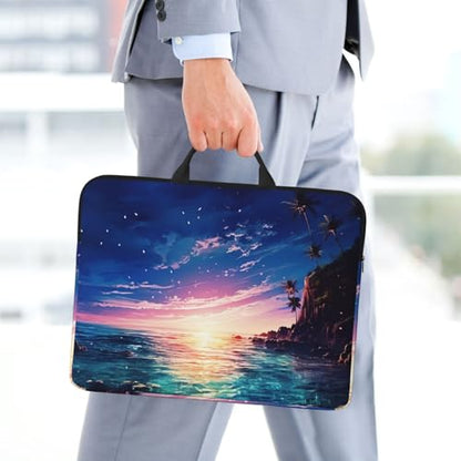 14 inch Laptop Sleeve with Handle Shockproof Laptop Bag Waterproof Computer Cover Bag Night Ocean Briefcase