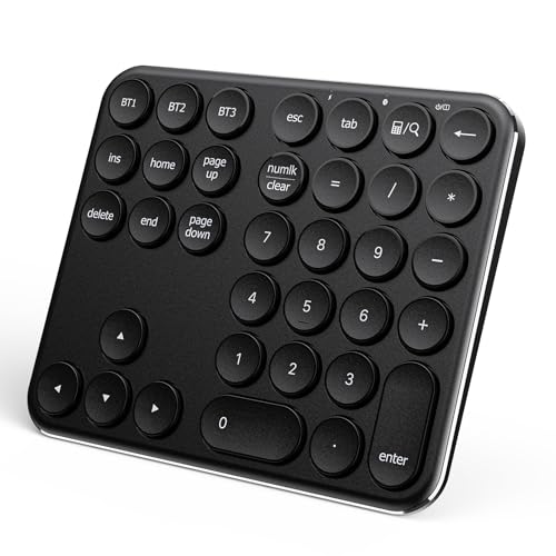 iClever Bluetooth Number Pad, Multi-Device Wireless Numeric Keypad, USB-C Rechargeable, 35 Keys Portable Numpad for Data Entry, Financial Accounting, Compatible with Laptop, Mac, iMac, Tablet, PC