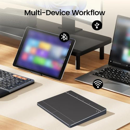 JOMAA Wired&2.4GWireless&Bluetooth Trackpad for Windows 10/11,Rechargeable Touchpad Mouse with Multi-Gesture Support for PC Laptop Computer (Black) - color: Black