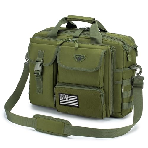 Stypos Tactical Messenger Bag,14inch/15.6inch/17.3inch Briefcase for Man Military Laptop Bag, Flight Work Bags for Pilots - color: Green, size: 14inch Medium