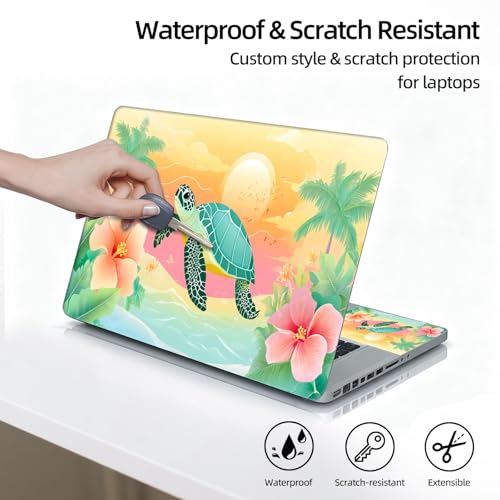 Universal Laptop Skin Sticker Decal, 12"-15.6" Aesthetic Vinyl Wrap, Sea Turtle Beach Sunset Waterproof Notebook Cover Art Protector for MacBook HP Dell Lenovo, Fits 13" 14" 15" 15.6" - color: Sea Turtle Beach Sunset