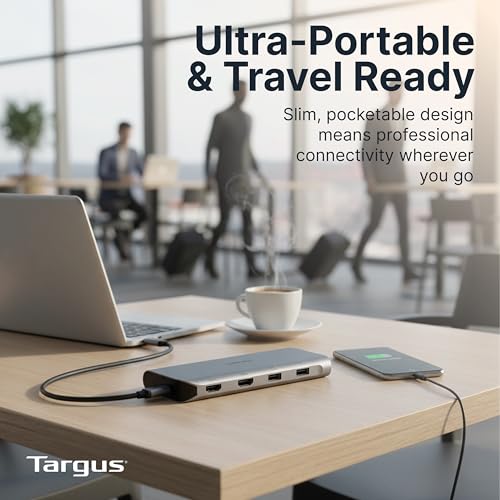 Targus Dual Video Mobile Dock with 140W EPR Power Pass-Through, Dual HDMI 4K@60Hz, 2X USB-C & 2X USB-A 10Gbps, Gigabit Ethernet, EcoSmart Design DOCK427GL