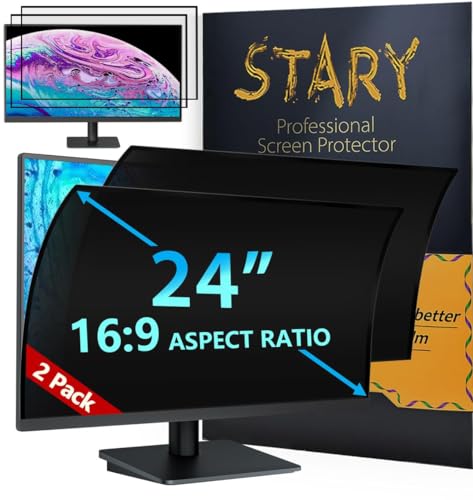 STARY 2-Pack 24 Inch Privacy Screen for Computer Monitor 16:9 Aspect Ratio, Eye Protection, Anti Blue Light, Glare Shield, Removable Black Blackout Anti Spy Desktop Security Private Filter - size: 24 Inch 16:9 Upgrade
