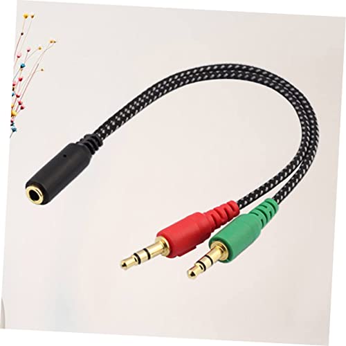 Mikikit Female to Male Headset Splitter Cable Adapter for Audio Dual Ports for Headphones and Microphone Stereo Audio Adapter for Laptops and Mobile Devices