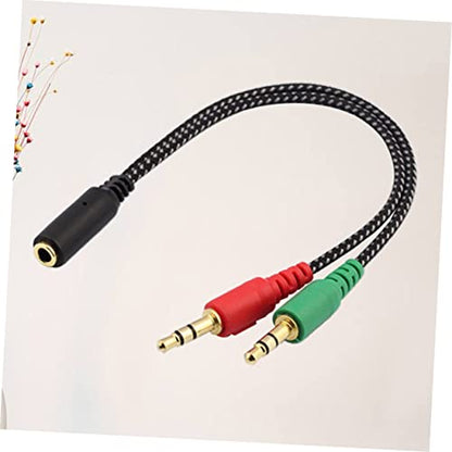 Mikikit Female to Male Headset Splitter Cable Adapter for Audio Dual Ports for Headphones and Microphone Stereo Audio Adapter for Laptops and Mobile Devices