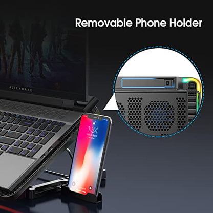 AIMIUZI Laptop Cooling Pad, Gaming Laptop Cooler with 6 Quiet Fans, Laptop Fan Cooling Pad Fits 12-17 Inch Laptop, USB Port Powered, 7 Adjustable Height - color: Black