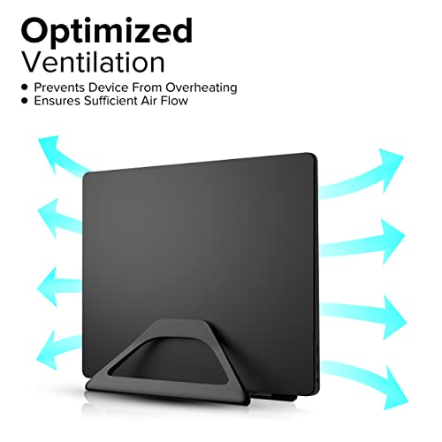 Aluminum Vertical Laptop Stand with Gravity Auto-Lock – Adjustable Laptop Holder Vertical fits MacBook Pro/Air, Chromebook & Gaming Laptops up to 17.3" – Space-Saving Desktop Dock - Black - color: Black
