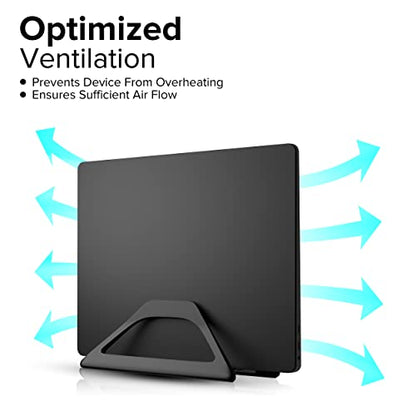 Aluminum Vertical Laptop Stand with Gravity Auto-Lock – Adjustable Laptop Holder Vertical fits MacBook Pro/Air, Chromebook & Gaming Laptops up to 17.3" – Space-Saving Desktop Dock - Black - color: Black