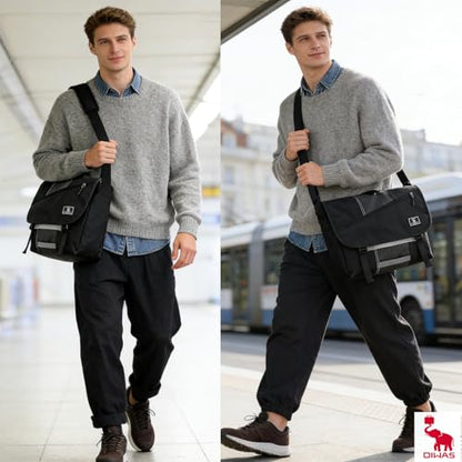 OIWAS 15.6" Laptop Messenger Bag for Men, Satchel Crossbody Bag, Black | Water-repellent polyester; thick padded laptop compartment; large capacity crossbody shoulder bag for work, travel & daily - color: 15.6 Inch-black