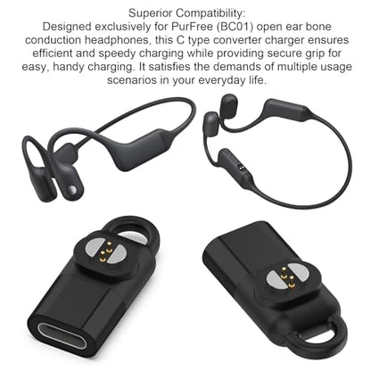 Zunate Magnetic Charger Adapter for BC01 Bone Conduction Headphones, USB C Charging Converter with Aluminum Alloy Housing and Stable Magnetic Probe