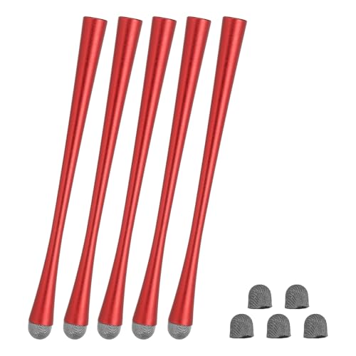 PATIKIL 5 Pcs Slim Waist Stylus Pens for Touch Screens, 2 in 1 High Sensitivity Universal Pen Capacitive Stylus for Phone Tablets Laptop Touch Screen Device, Red - color: Red