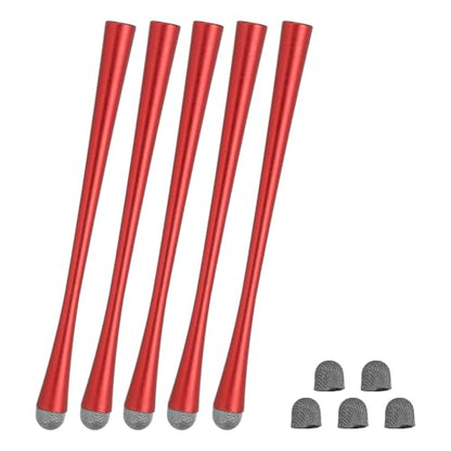 PATIKIL 5 Pcs Slim Waist Stylus Pens for Touch Screens, 2 in 1 High Sensitivity Universal Pen Capacitive Stylus for Phone Tablets Laptop Touch Screen Device, Red - color: Red