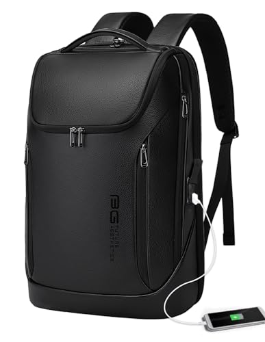 BANGE Business Smart Backpack Waterproof fit 15.6 Inch Laptop Backpack with USB Charging Port,Travel Durable Backpack - color: Leather
