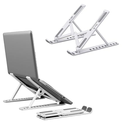 Laptop Stand - Foldable Laptop Stand for Desk Anti-Slip,Compatible for Business Trip,Library,Cafe(White) - color: White