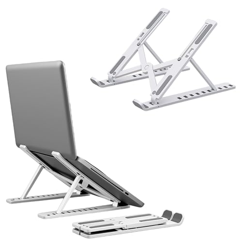 Laptop Stand - Foldable Laptop Stand for Desk Anti-Slip,Compatible for Business Trip,Library,Cafe(White) - color: White
