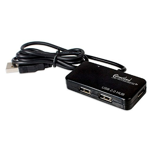 Connectland CL-HUB20033 Ultra Slim USB 2.0 4 Port Hub for Desktop and laptops Black