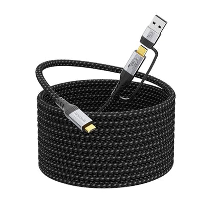 Long USB a to USB c Cable 16.5FT Multi Functional 2in1, usbc 3.2 Gen 2X2,20Gbps High Speed Data Transfer,4K@60Hz UHD Video 5A/100W Fast Charge Cord Compatible with Thunderbolt 3/4, Braided - size: 16.5FT/5M