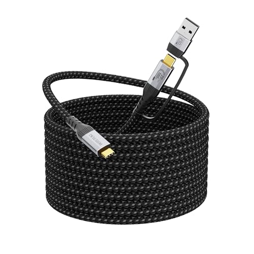 Long USB a to USB c Cable 16.5FT Multi Functional 2in1, usbc 3.2 Gen 2X2,20Gbps High Speed Data Transfer,4K@60Hz UHD Video 5A/100W Fast Charge Cord Compatible with Thunderbolt 3/4, Braided - size: 16.5FT/5M