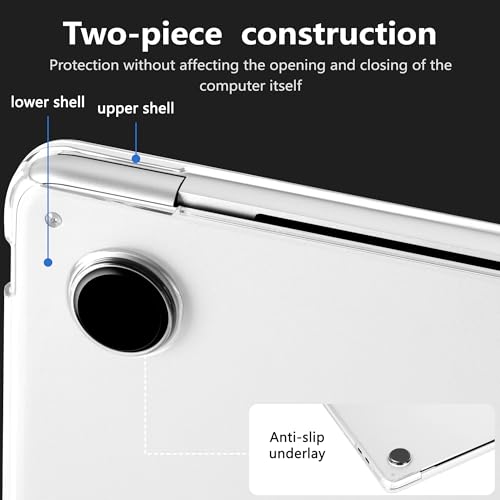 MecBevia Compatible with MacBook Air 13.6 inch Case, M4 A3240/ M3 A3113/ M2 A2681 (Released 2025 2024 2022), Ultra Thin Flexible Armor Plastic Hard Shell Protective, Crystal Clear - color: Crystal Clear