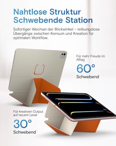 MOFT Dynamic Folio Tablet Stand for Desk Compatible with iPad Pro 12.9" (6th 2022 | 5th 2021 | 4th 2020), Slim Magnetic Tablet Holder Case with 20+ Viewing Angles, Beach White x Terracotta - color: Beach White x Terracotta, size: iPad Pro 12.9"(6th 2022/5