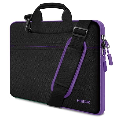 Hseok Laptop Shoulder Bag 15 15.6 16 Inch Briefcase,Compatible MacBook Pro/Neo 16",MacBook Air/Pro 15,XPS 15/16 and most 15.6-16 and Most 15-16 Notebooks,Spill-Resistant Handbag,Black Purple - color: Black Purple, size: 15-16 inch