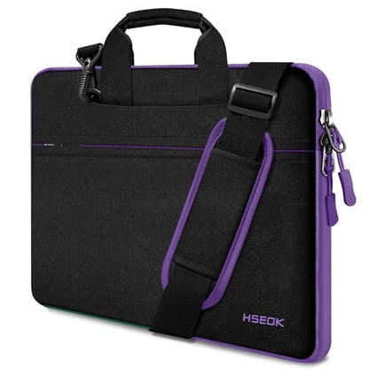 Hseok Laptop Shoulder Bag 15 15.6 16 Inch Briefcase,Compatible MacBook Pro/Neo 16",MacBook Air/Pro 15,XPS 15/16 and most 15.6-16 and Most 15-16 Notebooks,Spill-Resistant Handbag,Black Purple - color: Black Purple, size: 15-16 inch