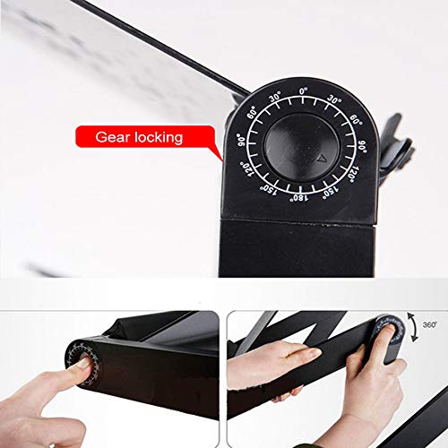Adjustable Laptop Desk, Folding Lap Desk for Bed, Portable Laptop Table with Large Cooling Fan & Mouse Pad
