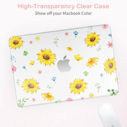 Feams for MacBook Neo 13 Inch Case 2026 A3404, Stylish Protective Clear Case Hard Shell Transparent Cover for MacBook Neo 13 Inch 2026 (A18 Pro Chip) with Keyboard Cover, Sunflower - color: Sunflower