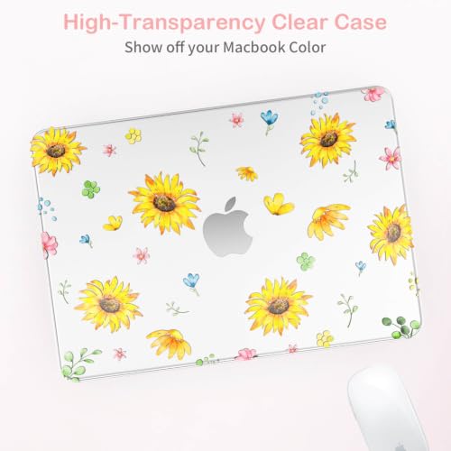 Feams for MacBook Neo 13 Inch Case 2026 A3404, Stylish Protective Clear Case Hard Shell Transparent Cover for MacBook Neo 13 Inch 2026 (A18 Pro Chip) with Keyboard Cover, Sunflower - color: Sunflower