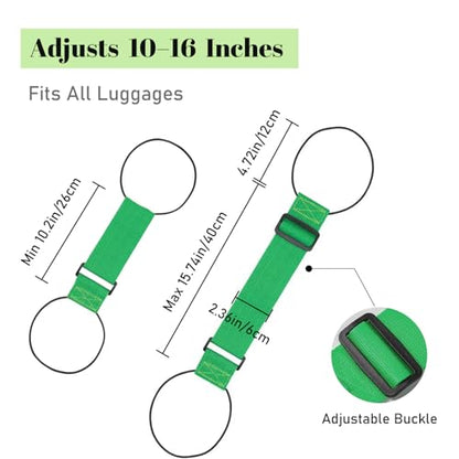 Multi Use Strong Adjustable Luggage Connector Straps for Suitcases,2 Pack Flexible Luggage Accessories Elastic Fastening Bag Strap (Green) - color: Green