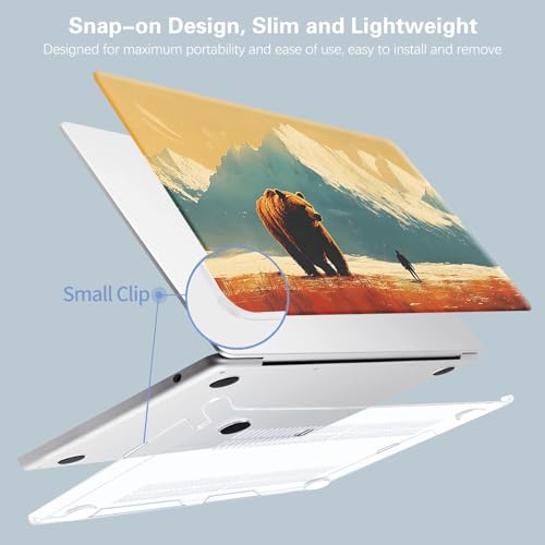 Case for MacBook Air 13 inch 2021 2020 2019 2018 M1 A2337 A2179 A1932, Protective Plastic Hardshell Case with Matching Keyboard Cover, Cute Bear - color: Bear