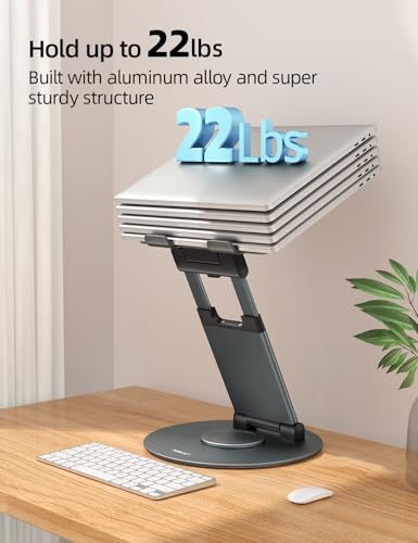 Nulaxy Telescopic 360 Rotating Laptop Stand for Desk Adjustable Height Swivel Pull Out Design Ergonomic Laptop Riser Standing Desk Converter Fits All 10-17" Laptops Computer MacBook, Gray - color: A-Gray