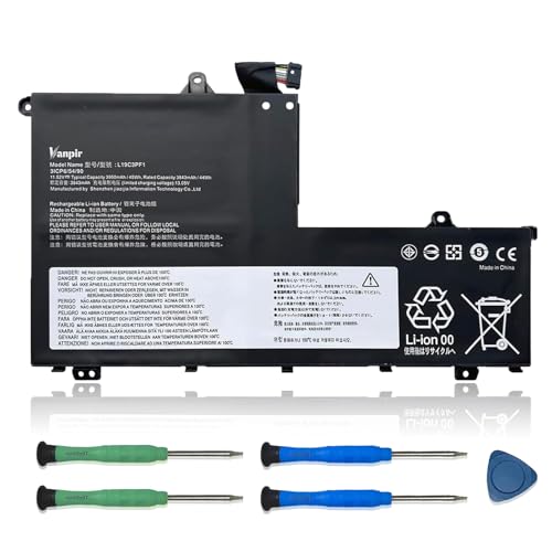 L19C3PF1 Laptop Battery Replacement for Lenovo ThinkBook 15-IML 15-IIL 14-IML 14-IIL Series 19M3PF2 L19D3PF2 L19L3PF1 L19D3PF1 L19M3PF1 L19M3PF9 L19C3PF9 L19L3PF8 11.52V 45Wh 3950mAh - size: 8.56*5.02*0.28 inch L19C3PF1