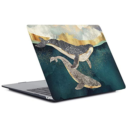 Laptop Case Compatible with MacBook Air 13 inch Case 2017 2016 2015 2014 2013 2012 2011 2010 Release Model A1466 A1369, Plastic Hard Shell Case Cover & Keyboard Cover Skin - Dolphin - color: 1377 Dolphin, size: Air 13" 2010-2017(A1369/A1466)