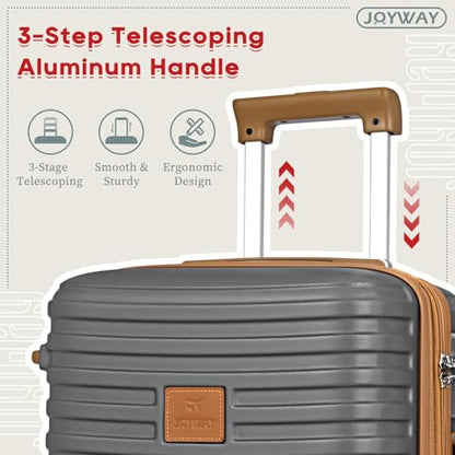 Joyway Expandable Carry on Luggage Sets Airline Approved, Lightweight Hard Shell 20 Inch Carry-on Suitcase with Spinner Wheels - color: Grey, size: Carry on luggage