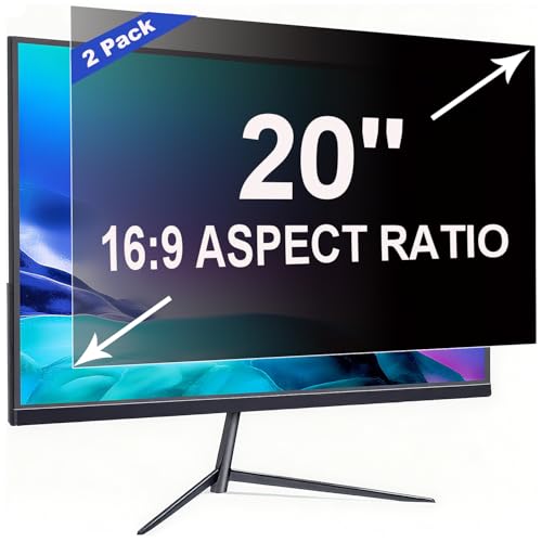 2 Pack Privacy Screen for 20 Inch 16:9 (44.2x24.9cm) computer Monitor | Blue Light Filter & Anti-Glare, Removable Screen Privacy Shield | PC Protector Film for flat and curved screens - color: 20 Inch - 16:09 Aspect Ratio, style: 2 Pack