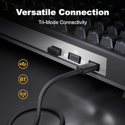Ducky One X Mini Wireless 60% Inductive Keyboard: Tri-Mode, Rapid Trigger, Linear Inductive Switches, Gasket-Mount Quack Mechanics+ 7-Layer Dampening, High-Density PBT Doubleshot Keycaps, US, Black | Wireless 60% gaming keyboard, rapid trigger inductive,