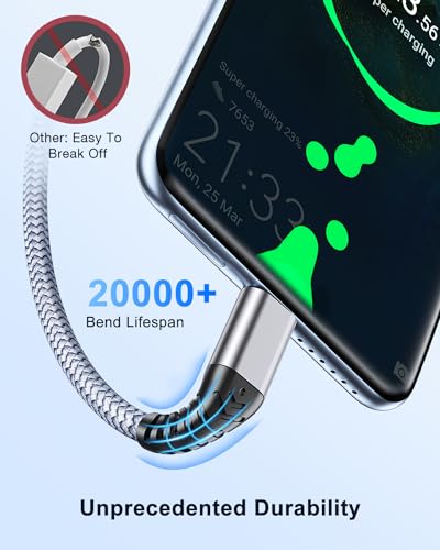 ANDTOBO USB to USB C Cable, (3 Pack) 3.1A USB to USB C Fast Charging Nylon Braided USB C Cable for iPhone 17 Pro Max/17 Air/16 15 Pro Max Plus, Galaxy S21 S22 S23 S20 S10 Note 20, Pixel 7-3.3FT - size: 1M+1M+1M