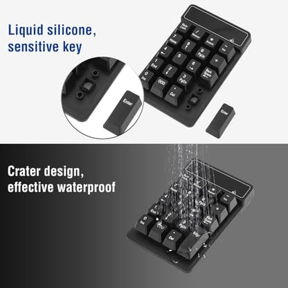 RaceGT Bluetooth Number pad, 19-Keys Wireless Numeric Keypad, Portable Mini Multi-Function Accounting Number Keypad Keyboard Extensions for Laptop/Desktop/Notebook - color: 19-keys