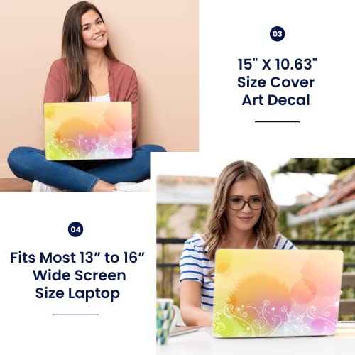 LSS 15 15.6 Inches Laptop Notebook Skin Sticker with 2 Wrist Pads - Reusable Cover Protector Vinyl Sticker Cover Decal Fits 13" - 16" HP Asus Acer Samsung - Pink Heart Pattern - color: Abstract Flower Art, size: 13" - 16"