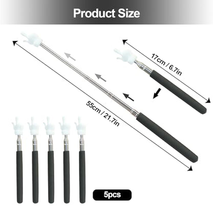 5Pcs Telescopic Teachers Pointer, Extendable Hand Pointer Finger Pointer Stick, Mini Retractable Classroom Pointer for Elementary School Kindergarten Teacher,Classroom Supplies (Black) - size: 5 PCS