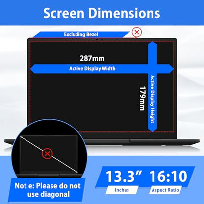 For 13.3 Inch 16:10 Laptop Privacy Screen Protector | Removable for Lenovo/HP/Dell/Acer/ASUS/Samsung & Other 13.3 Inch 16:10 Laptops Anti-fingerprint, Anti-Glare, Anti-scratch - size: 13.3 Inch 16:10